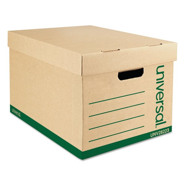 Universal Recycled Medium-Duty Record Storage Box, Letter/Legal, Kraft/Grn, PK12 9523101